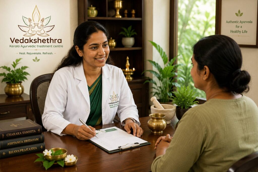 Best Ayurvedic doctor consultation at Vedakshethra Kerala Ayurvedic Treatment Centre in Bellandur and Madiwala, Bangalore offering authentic Kerala Ayurveda, Panchakarma and personalized treatment.